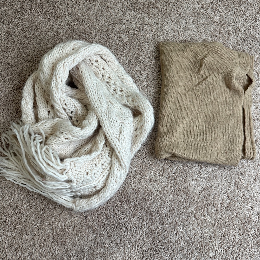 Cozy Cream and Tan Women's Scarves